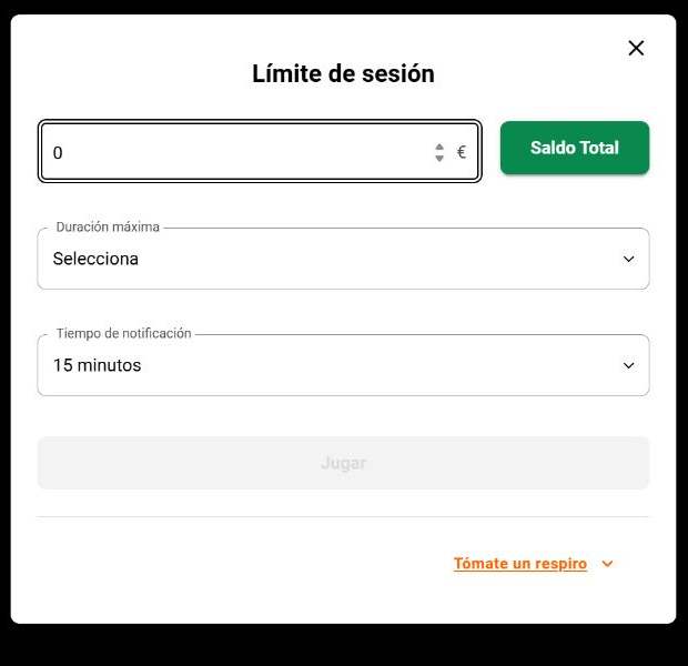 LeoVegas Pirots 5 launch screen showing a mandatory session-limit form in Spanish